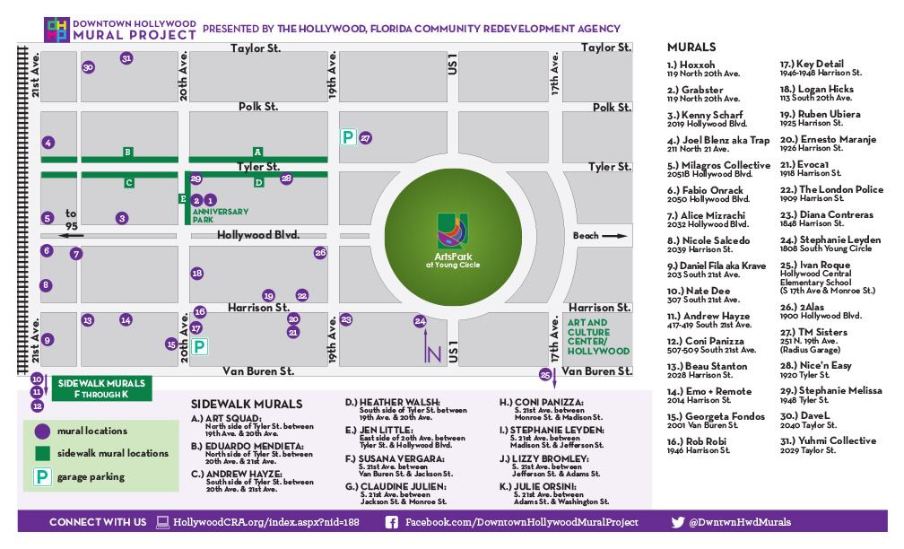 Downtown Hollywood Mural Project Map